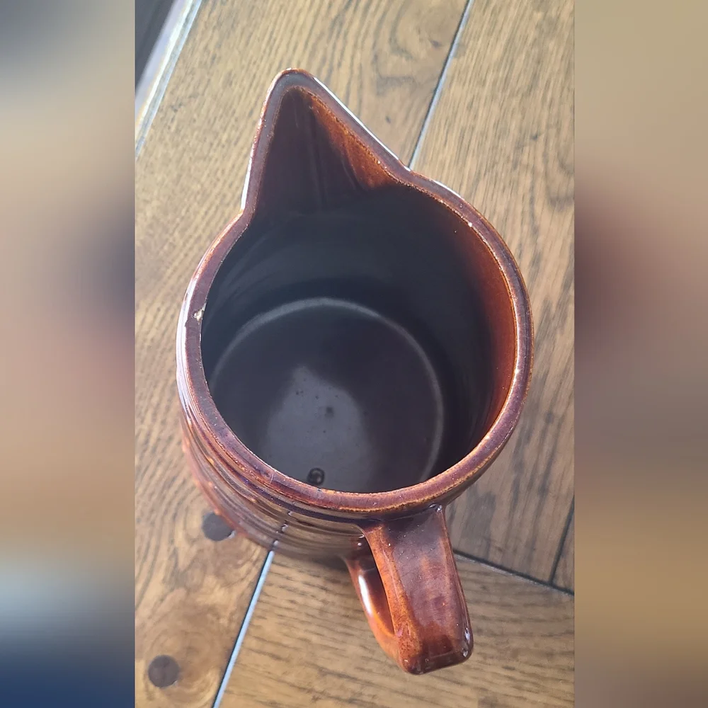 Vintage Marcrest daisy and dot brown glazed pitcher 6